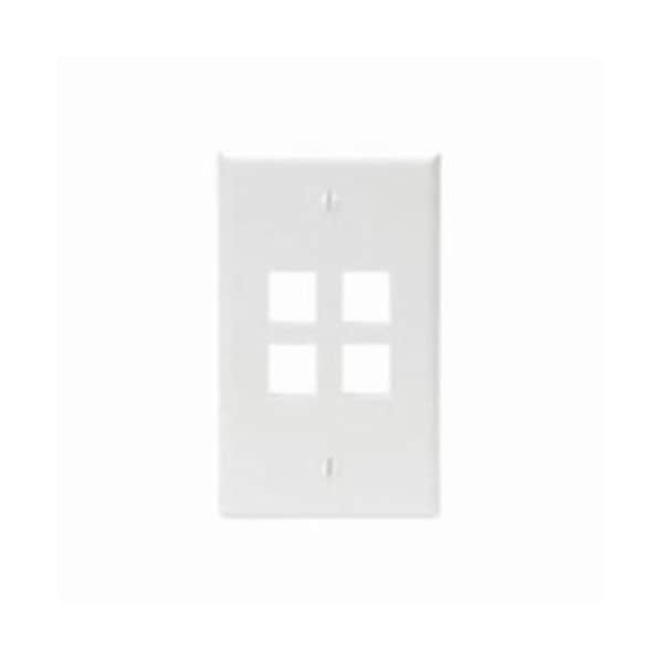 Leviton 4-Port Wallplate Unloaded, 1-Gang Use W/Snap-In Modules, Quickport WH 41080-4WP - main